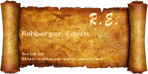 Rehberger Edvin névjegykártya